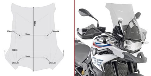 Plexi Givi D5127S, BMW F750 GS, F850 GS, F800 GS